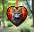 British Shorthair Cat Stained Glass Effect Heart Suncatcher